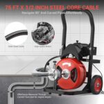 GarveeTech Máquina de limpieza de drenaje de cable de 75 pies y 1/2 pulgadas, alimentación automática de 450 W, serpient