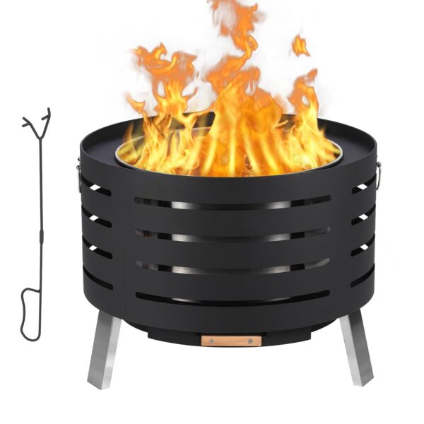 Fogata de Exterior sin Humo Garvee 8peSBzfXkh84PD1sGR5WmAvP13s Redonda Acero Inoxidable Negra 32.09 Pulgadas