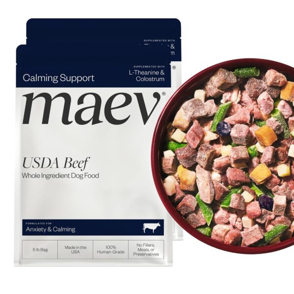 Alimento para Perros Maev Carne de Res Grado Humano Congelado Paquete de 2 Piezas de 5 Libras Apoyo para Ansiedad y Calm