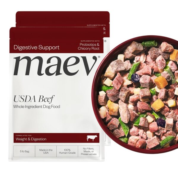 Alimento para Perros Maev Carne de Res Congelada Grado Humano Paquete de 2 Bolsas de 5 Libras Sin Granos