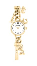 Reloj COACH Iris Mujer Cuarzo Correa Acero Inoxidable Dorado Esfera Blanca 22.5mm