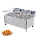 Freidora eléctrica de acero inoxidable de 11 litros con control de temperatura, freidora comercial de 1700 W con cesta y