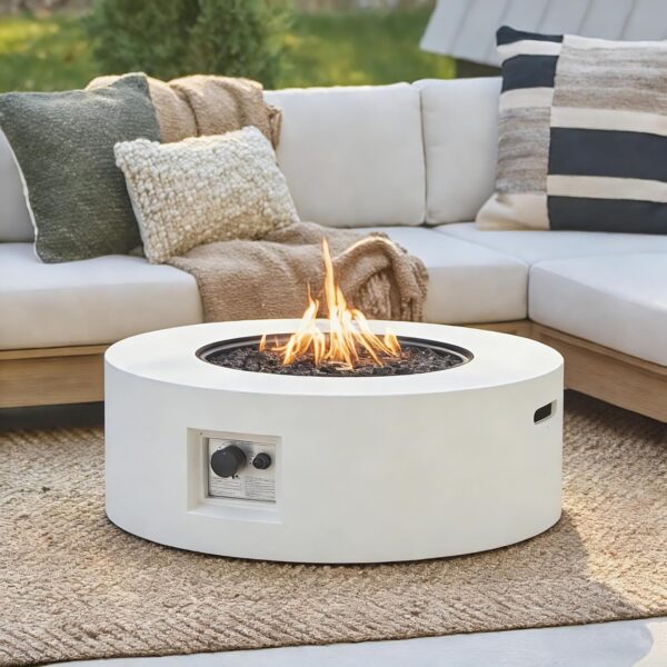 Mesa para Fogata Christopher Knight Home Shila 367327 MGO Redonda 50000 BTU Blanco