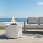 Mesa para Fogata Christopher Knight Home Modelo 367325 MGO Redonda Blanco 40000 BTU Propano