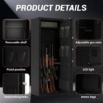 Caja fuerte para rifle y pistola, acceso rápido con bloqueo de huellas dactilares y teclado digital retroiluminado, gabi