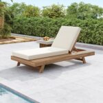 Tumbona Christopher Knight Home Dami 361644 Madera de Acacia Cojín 4 Pulgadas Respaldo Ajustable Marrón Claro y Crema