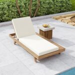 Tumbona Christopher Knight Home Dami 361644 Madera de Acacia Cojín 4 Pulgadas Respaldo Ajustable Marrón Claro y Crema