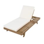 Tumbona Christopher Knight Home Dami 361644 Madera de Acacia Cojín 4 Pulgadas Respaldo Ajustable Marrón Claro y Crema