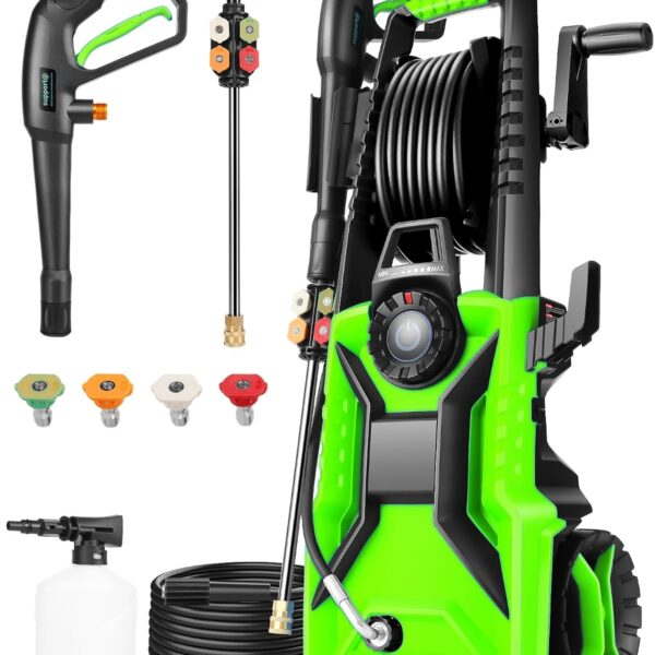 Lavadora a presión Imdot HX07 5000 PSI manguera 33 pies 4 boquillas verde claro