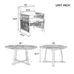 Juego de Comedor de Patio Merax 5 Piezas Mesa Redonda Extensible de Madera de Acacia con Hoja de Mariposa de 12 Pulgadas