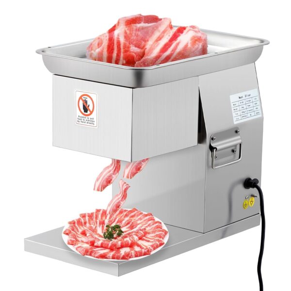 Máquina cortadora de carne comercial de 800 W, cortadora eléctrica de alimentos de 551 libras/h con hoja de 0.118 in de
