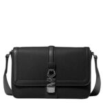 Bolso Cruzado Michael Kors Ezra Mini Cuero Granulado Negro con Herrajes Plateados