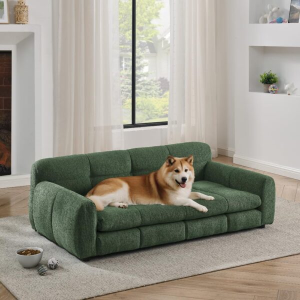 Cama para Perros KEIKI HT02562 Sofá Elevado Grande Tela de Lino Verde 51x28x17.5 pulgadas