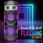 Pyle Altavoz portátil de karaoke Bluetooth con micrófono, sistema PA inalámbrico, luces LED de fiesta, radio FM, reprodu