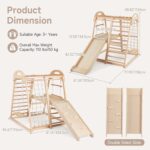 Gimnasio Interior de Selva OLAKIDS TS10213 8 en 1 Madera Natural para Niños