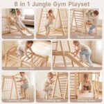 Gimnasio Interior de Selva OLAKIDS TS10213 8 en 1 Madera Natural para Niños