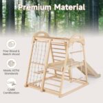 Gimnasio Interior de Selva OLAKIDS TS10213 8 en 1 Madera Natural para Niños