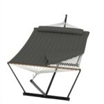 Hamaca Doble Portátil Garvee PHO_356DTUUHyOfKce con Soporte de Acero Ajustable Color Gris Oscuro para 2 Personas