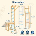 Gimnasio de Escalada Interior PeakPursuit 8 en 1 Madera Azul y Rosa para Niños 3 a 10 años
