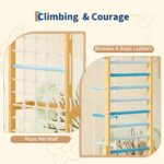 Gimnasio de Escalada Interior PeakPursuit 8 en 1 Madera Azul y Rosa para Niños 3 a 10 años