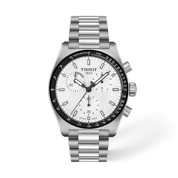 Reloj Tissot PR516 Cronógrafo Cuarzo Suizo Caja Acero Inoxidable Esfera Blanca T1494171101100