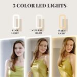 Armario de Joyería TJYGO BJ002-WH-US con Espejo de Cuerpo Completo Luces LED Base Giratoria 360 Grados Color Blanco Perl