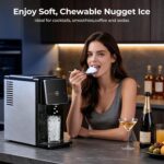 Antarctic Star Nugget - Máquina de hielo para encimera, 33 libras/24 horas, dispensador automático de hielo, máquina de