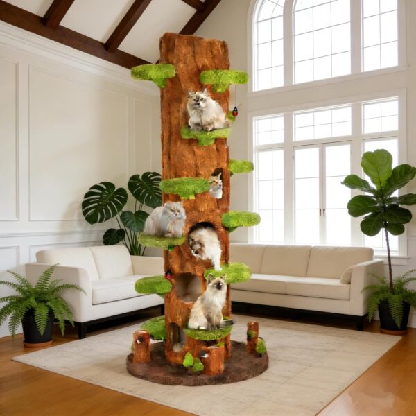Árbol para Gatos KAMABOKO KM048 91 Pulgadas 6 Condominios Verde Bosque Madera