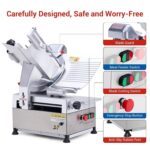 EliteEdge Cortadora automática de carne de 550 W con hoja de acero al carbono de 12 pulgadas, grosor ajustable de 0 a 0.