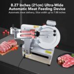 EliteEdge Cortadora automática de carne de 550 W con hoja de acero al carbono de 12 pulgadas, grosor ajustable de 0 a 0.