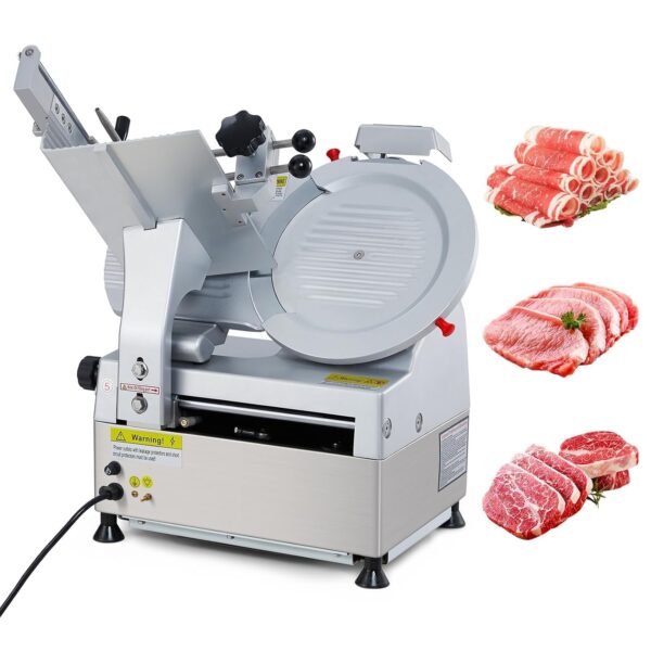Rebanadora de carne automática comercial para el hogar y la cocina, motores duales de 550 W, hoja de acero al carbono de