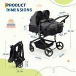 Cochecito Doble PeacefulHues PTG_334WHMYX8JLJMej Gris Oscuro Aluminio Asientos Reclinables Arnés 5 Puntos