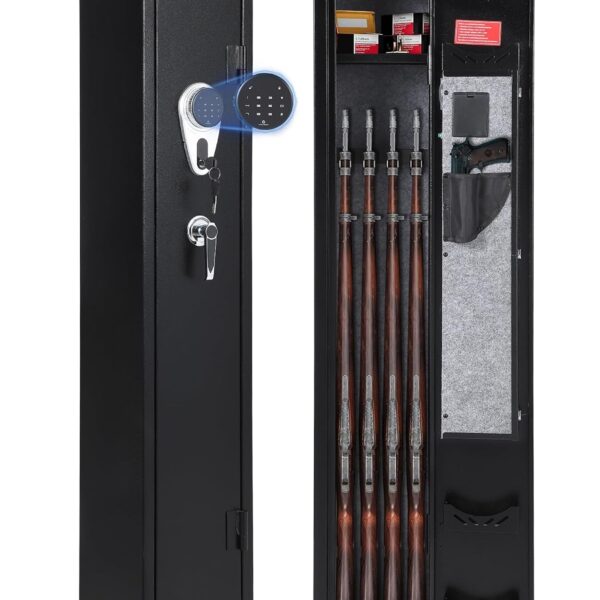 GarveeTech Caja fuerte para 4 armas para rifles y pistolas, gabinete de armas resistente, cajas fuertes para armas para