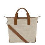 Bolsa Tote Vince Fairfax Top Zip Modelo 29VM039M3 Color Milk Saddle Cotton Check Cierre de Cremallera Correa de Hombro