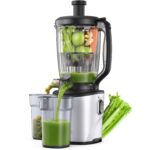 Exprimidor de prensa en frío, exprimidor de masticación de canal de 6.5 pulgadas de ancho con gran capacidad de 2.95 L,