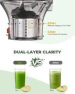 Exprimidor de prensa en frío, exprimidor de masticación de canal de 6.5 pulgadas de ancho con gran capacidad de 2.95 L,