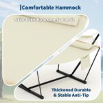 Hamaca Doble para Exteriores GarveeLife con Soporte de Acero Ajustable Beige Poliéster