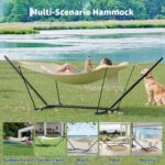 Hamaca Doble para Exteriores GarveeLife con Soporte de Acero Ajustable Beige Poliéster