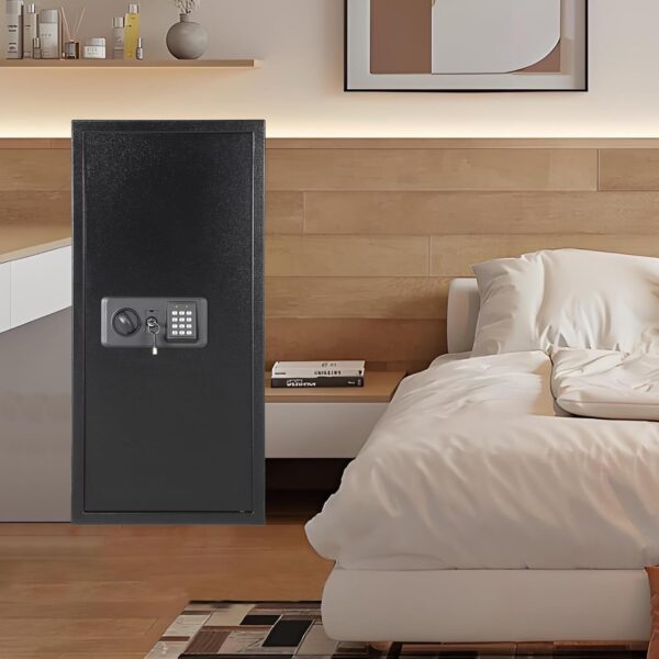 Safe Box, Cold Rolled Steel Anti-Theft Safe with Digital Keypad, Fireproof Waterproof Document Bag, Removable Shelf, Loc