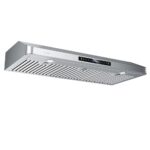 IKTCH Campana extractora debajo del gabinete de 42 pulgadas 900 CFM, campana de ventilación de cocina negra con detecció