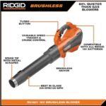 Soplador de Hojas RIDGID R01601B 18V Sin Escobillas 130 MPH 510 CFM Solo Herramienta
