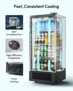 EUHOMY Refrigeradores comerciales de 6 pies cúbicos con puerta de vidrio templado doble, refrigerador de bebidas con cer