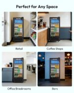 EUHOMY Refrigeradores comerciales de 6 pies cúbicos con puerta de vidrio templado doble, refrigerador de bebidas con cer