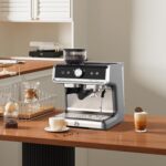 GarveeTech Máquina de café semiautomática - Máquina de café profesional de 1450 W/20 bares, 30 ajustes de molinillo, cal