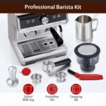 GarveeTech Máquina de café semiautomática - Máquina de café profesional de 1450 W/20 bares, 30 ajustes de molinillo, cal
