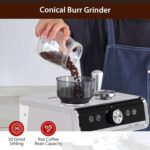 GarveeTech Máquina de café semiautomática - Máquina de café profesional de 1450 W/20 bares, 30 ajustes de molinillo, cal