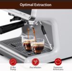GarveeTech Máquina de café semiautomática - Máquina de café profesional de 1450 W/20 bares, 30 ajustes de molinillo, cal