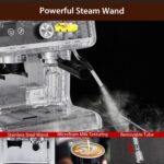 GarveeTech Máquina de café semiautomática - Máquina de café profesional de 1450 W/20 bares, 30 ajustes de molinillo, cal