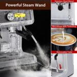 GarveeTech Máquina de café semiautomática - Máquina de café profesional de 1450 W/20 bares, 30 ajustes de molinillo, cal