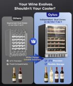 OYLUS Refrigerador de bebidas para vino – 24 pulgadas de doble zona 41-64°F/41-64°F enfriador de vino para 46 botellas,